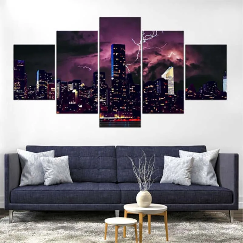 

HD Prints Home Decor Canvas 5 Pieces Poster New York City Building Painting Wall Art Modular Picture Framework For Living Room