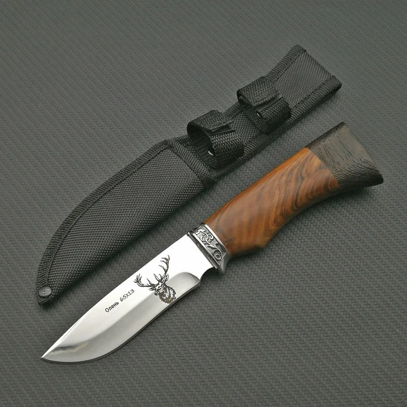 ToughKeng 440C охотничьи ножи из нержавеющей стали с фиксированным лезвием, Wenge с деревянной ручкой, нож для выживания на открытом воздухе, дикий олень