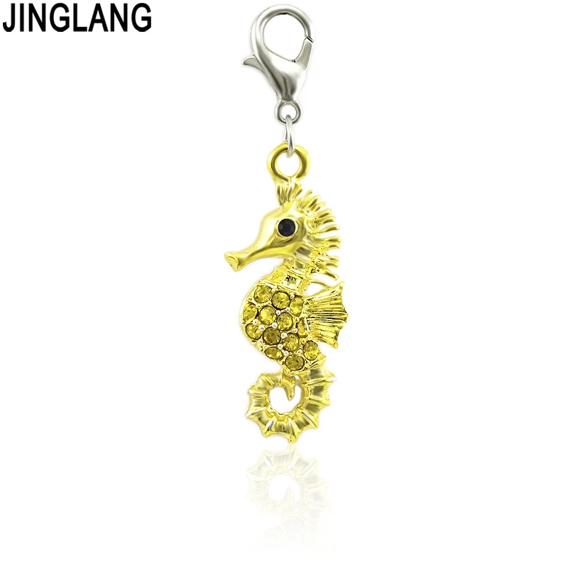 JINGLANG 50 шт./лот Классические Подвески с застежкой Лобстер белые стразы морская