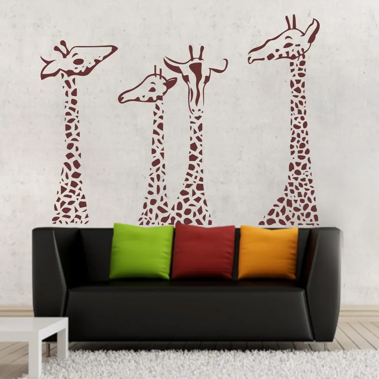 Large 110x145 Giraffes Family Removable Wall Stickers Kids Nusey Bedroom Sofa background Wall Decals Art Mural adesivo ES-19