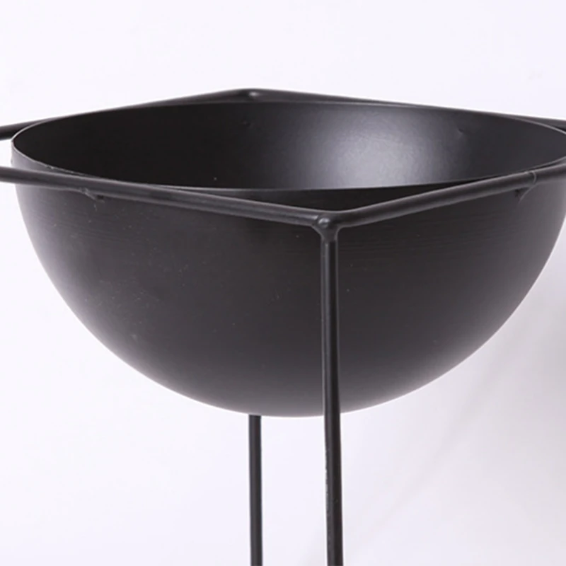 Чёрный Настольный водонепроницаемый металлический цветочный горшок для