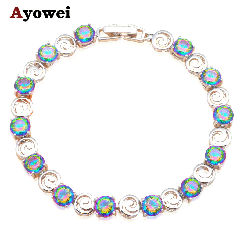 Женский серебристый браслет со вставками из мистического циркония TB892A |