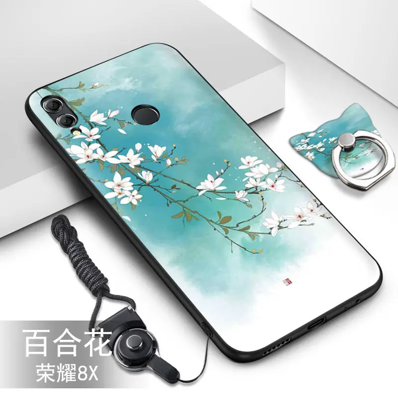 Чехол для Huawei Honor 8X. Мягкий силиконовый чехол из ТПУ с цветным узором и функцией