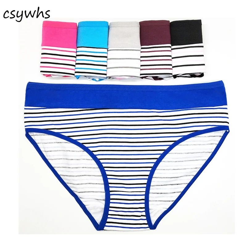 Женские трусики в полоску CSYWHS хлопковые с высокой талией и принтом 6 шт./лот