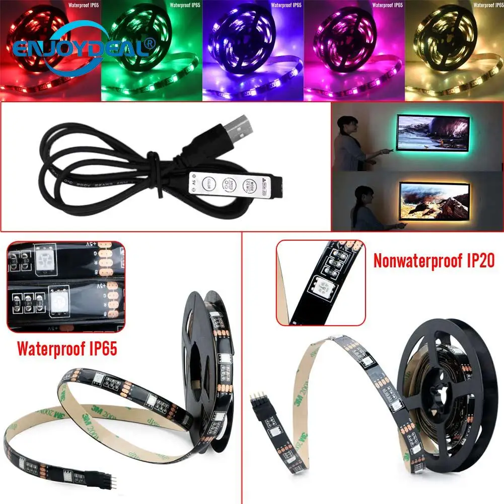 Светодиодная лента 5 в RGB с ручным управлением 1 м 2 USB мощность 5050 SMD HDTV TV фоновая