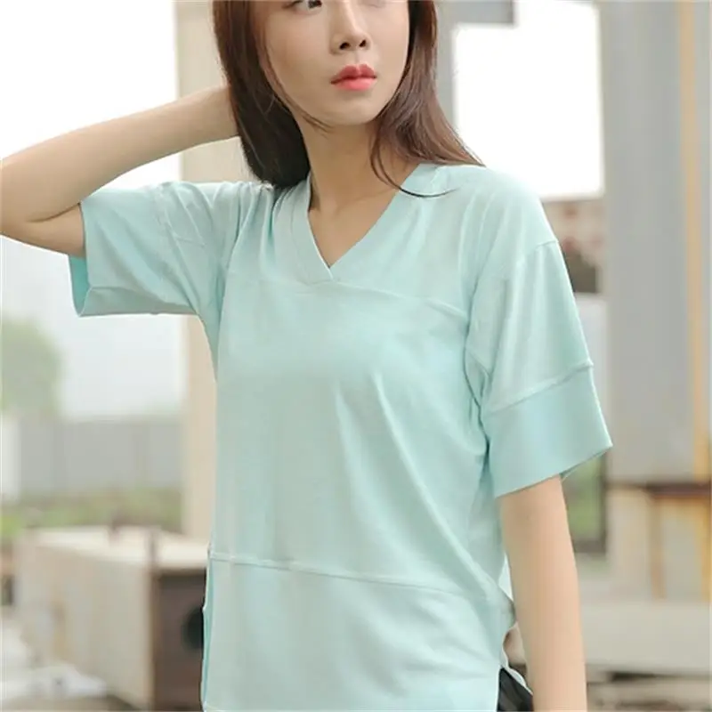 Новинка 2019 впитывающая пот дышащая быстросохнущая блузка с коротким рукавом