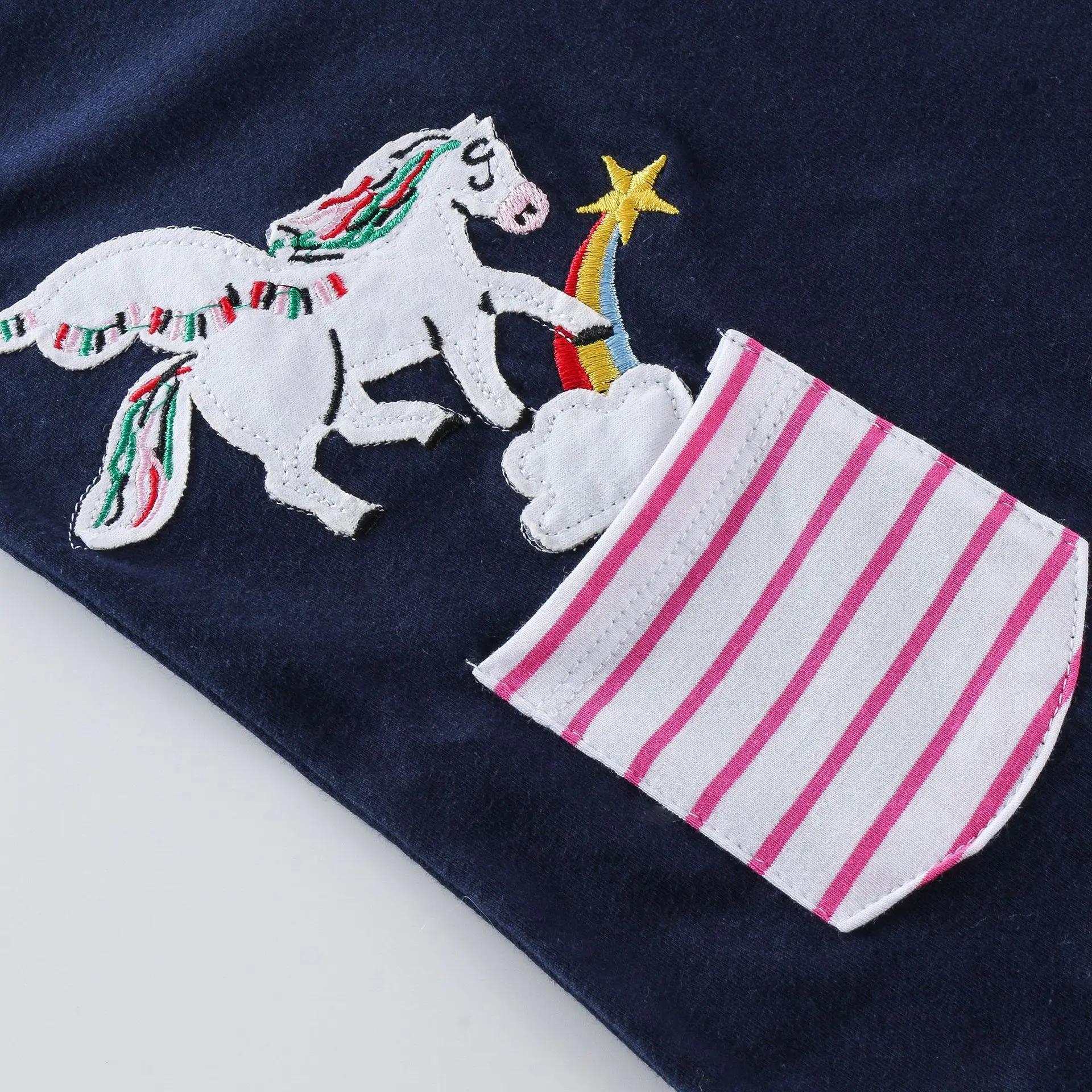 Toddler Girls Cotton Long sleeve Casual Dresses Applique Cartoon Unicorn Dress baby girl clothes 18 months-6 Years | Детская одежда и