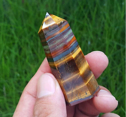 

Natural Tiger eye QUARTZ CRYSTAL WAND POINT HEALING