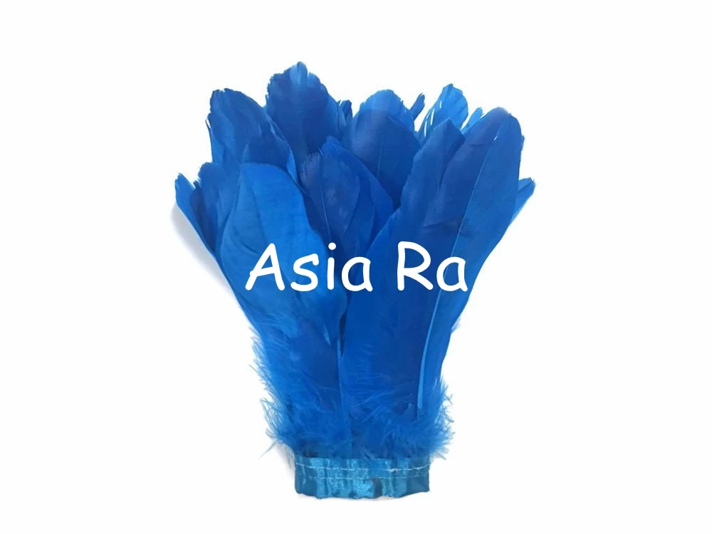 Бирюзовые синие гусиные перья 2 м/лот крашеные перьевые ленты/15-20 бахромы | Хобби и