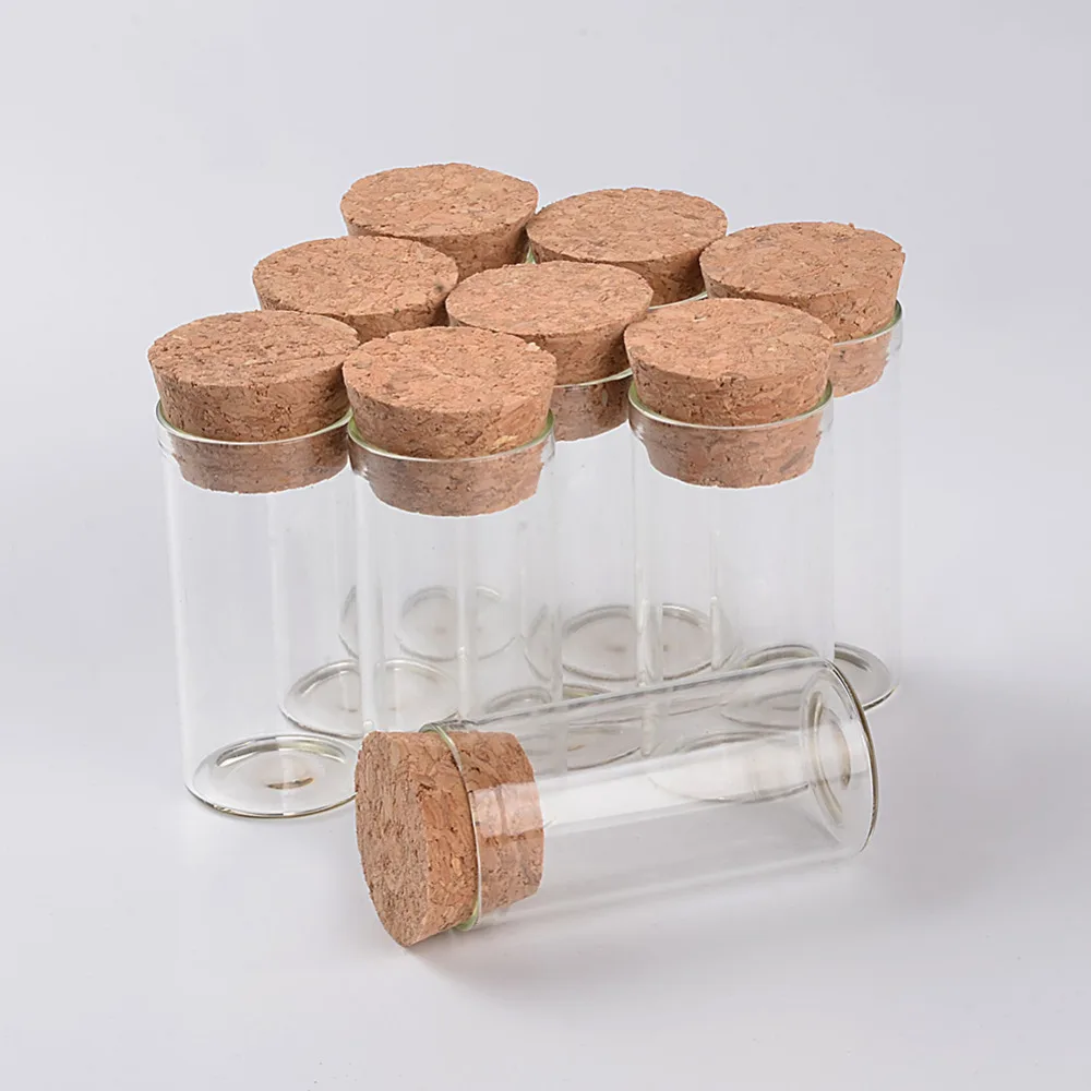12ml Empty Glass Bottles With Cork Stopper Transparent Mini Vials Jars Food Spice wild-mouth 100pcs | Дом и сад