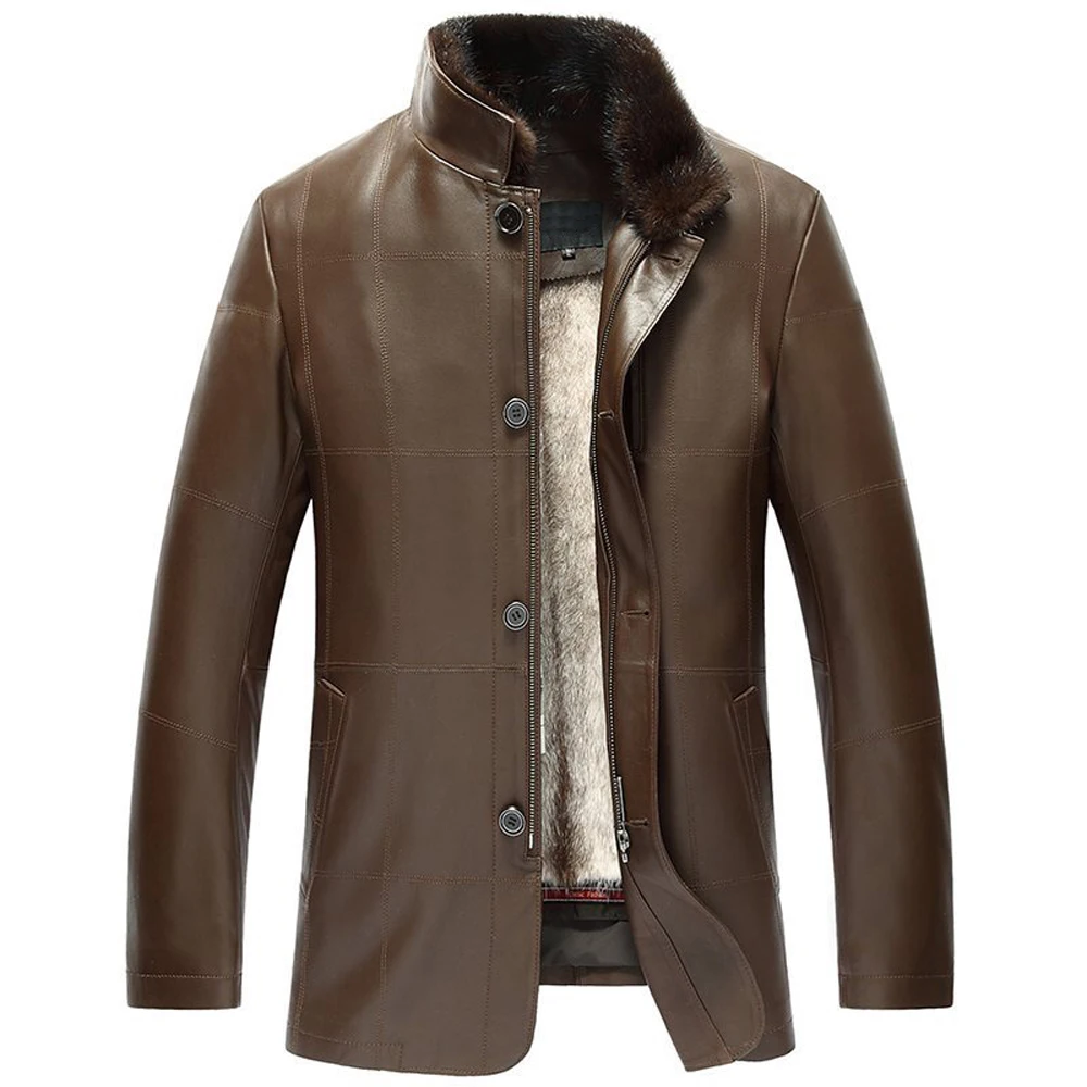 Мужская норковая шуба Denny&ampDora куртка из овечьей кожи повышает защиту от ветра и