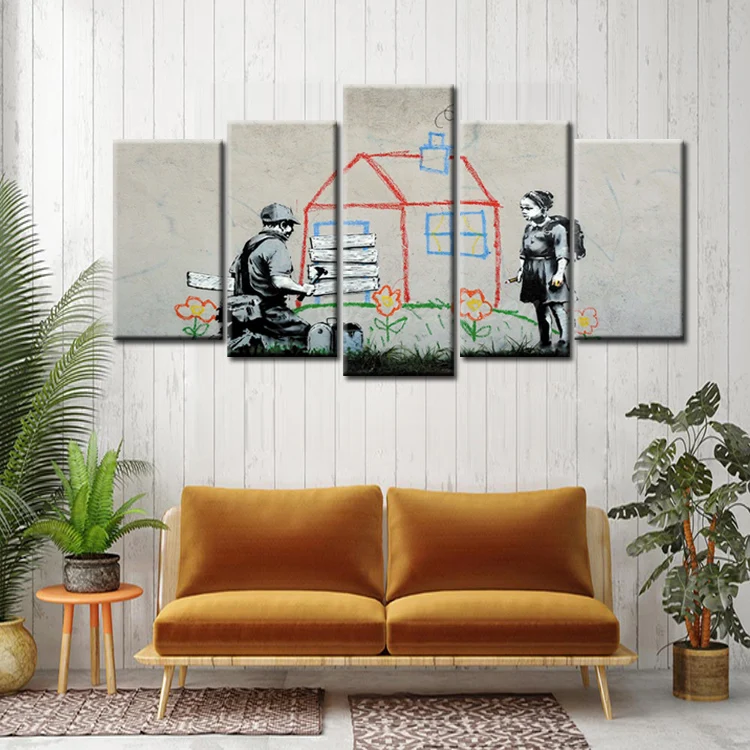 TOP Sale 5 Pcs Hot Sell Graffiti poster Wall Art Picture Modern Home Decoration Living Room Canvas Print Painting/Abstract (95) | Дом и сад