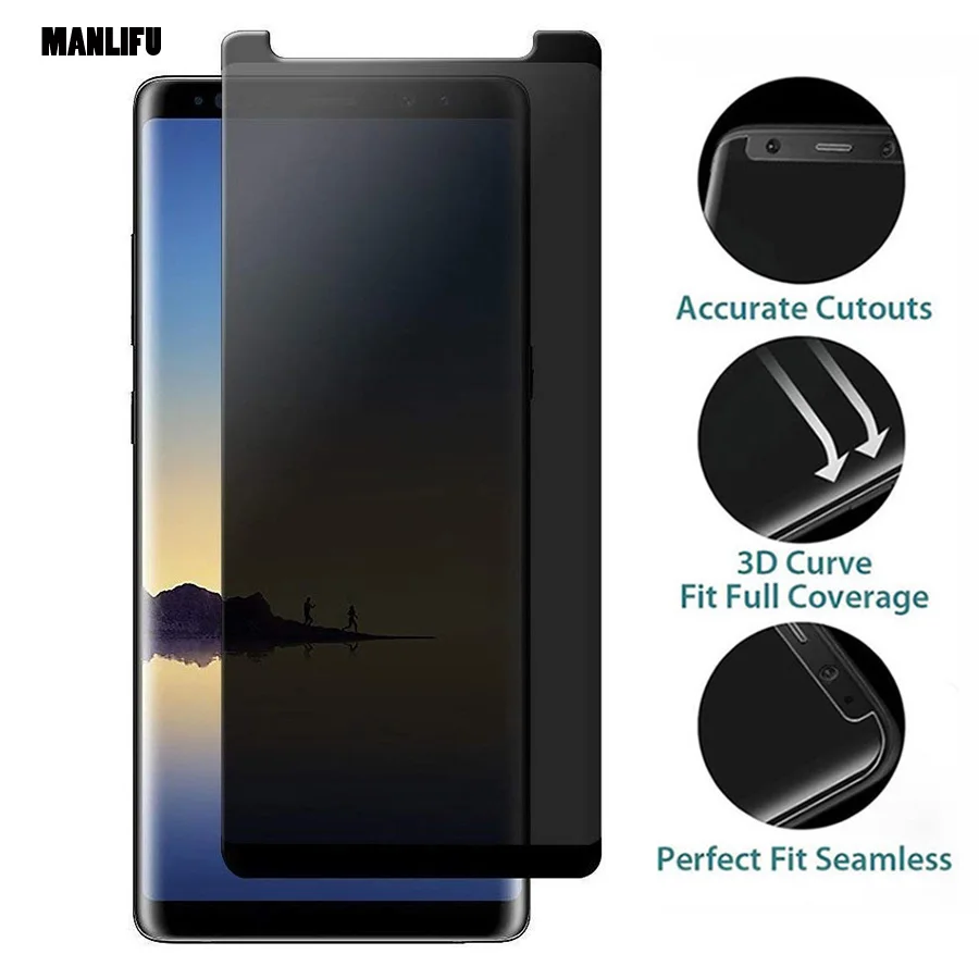 Корпус дружественных Для samsung Galaxy Note 9 8 конфиденциальности закаленное Стекло 3D