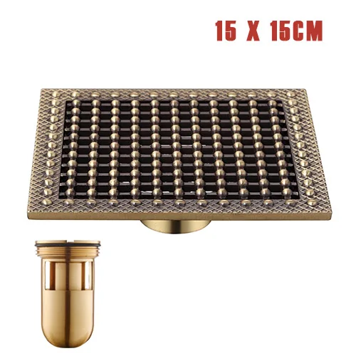 F Винтажный медный 15x15 см квадратный душевой Слив для ванной комнаты латунный трап ловушка для отходов Решетка слив 6 дюймов опт и розница - Цвет: F