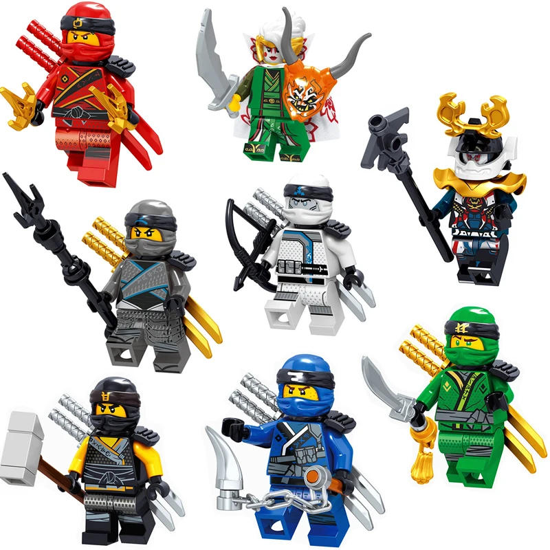 8 шт./компл. ninjagooinglys фигурки строительных блоков Kai Jay Garmadon кости солдат оружие