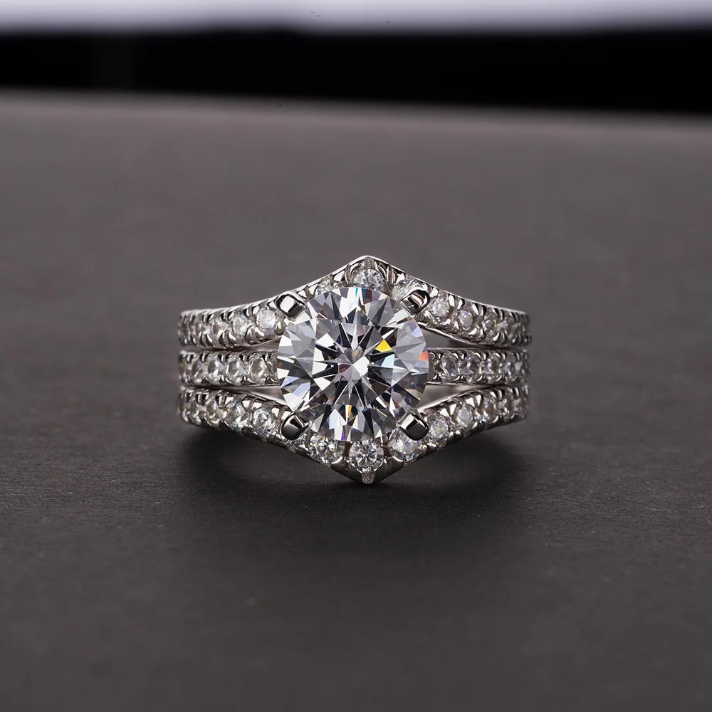 Rainbamabom 925 Стерлинговое Серебро создано Moissanite Драгоценный Камень Обручальное