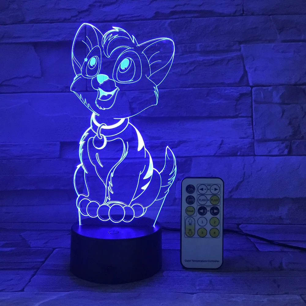 Мультяшная лампа для собак ночник 3D светодиодный USB сенсорный выключатель с