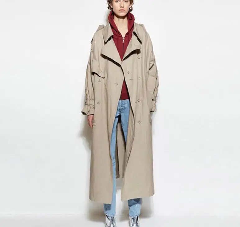 2018 Spring autumn long Sleeve Cotton Women Loose Windbreaker Casual Wild Fashion double Breasted Trench Coat | Женская одежда