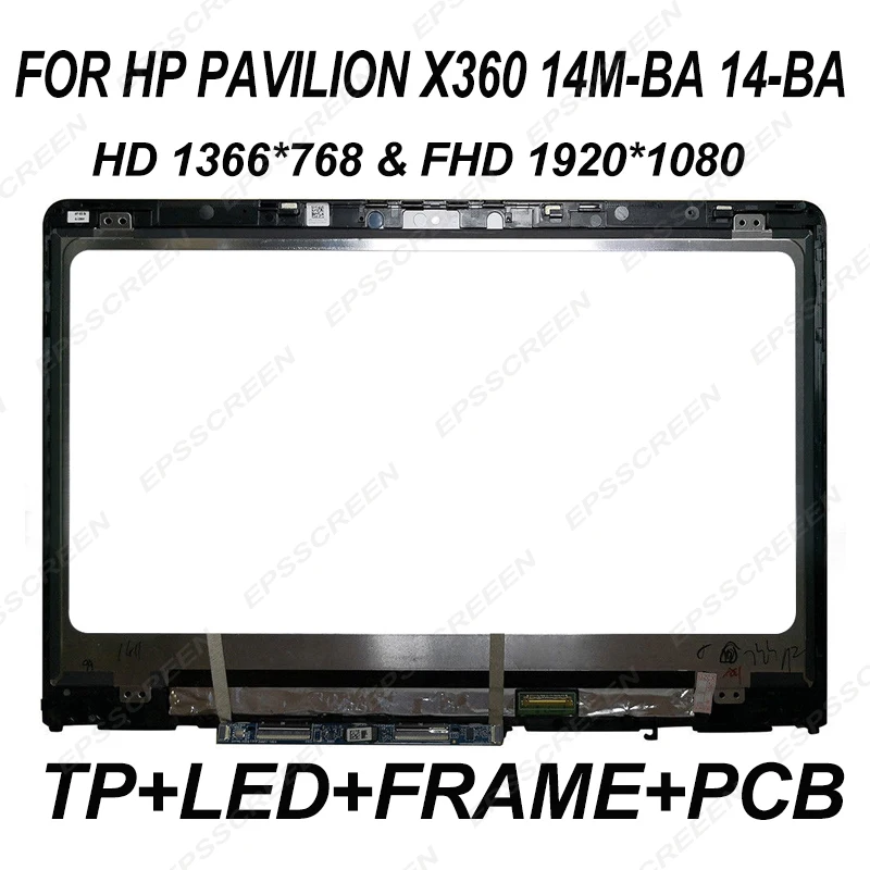 ЖК-дисплей 14 дюймов для HP Pavilion X360 14M-BA 14-BA HD 1366x768 и FHD 1920*1080 сенсорный экран в сборе +