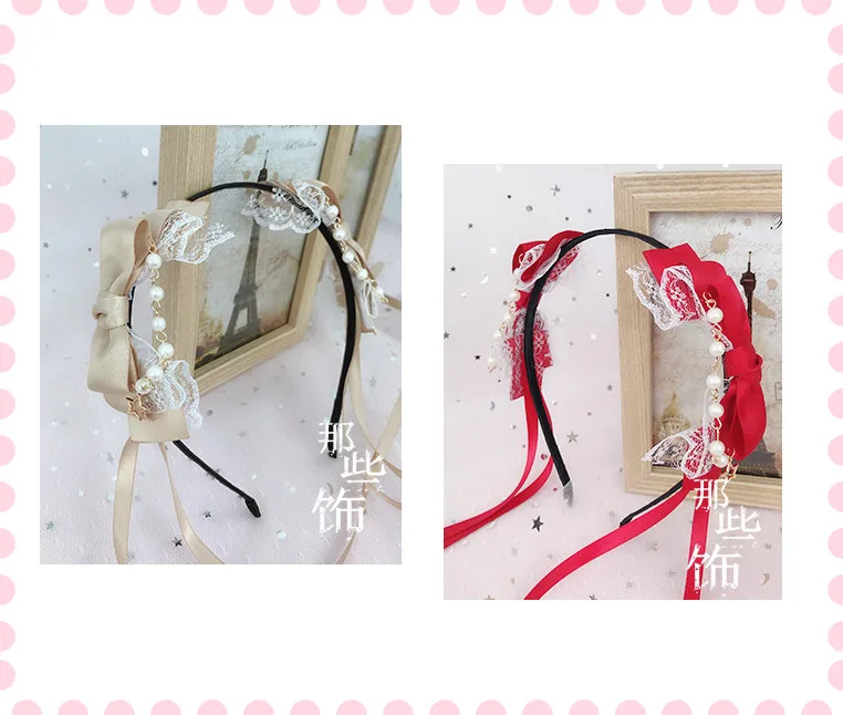 Японский DIY аксессуары для волос Лолита двусторонний бант лента повязка Мягкая сестра Лолита KC повязка на голову шпилька