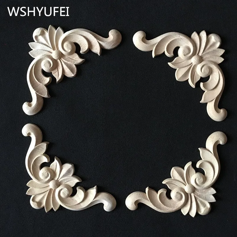 WSHYUFEI цветы резьба по дереву натуральная древесина аппликации для мебели шкафа