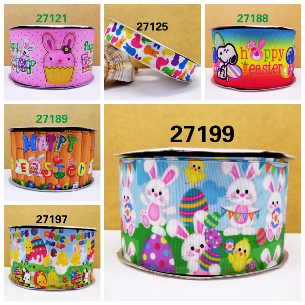 Бесплатная доставка 50 ярдов на размер лента с принтом пасхального дня корсажная
