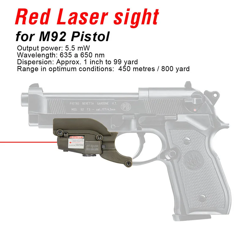 

PPT Hunting handgun accessories tactical laser aim pointer Pistol Red Laser sight for M92 with Lateral Grooves GZ20-0020