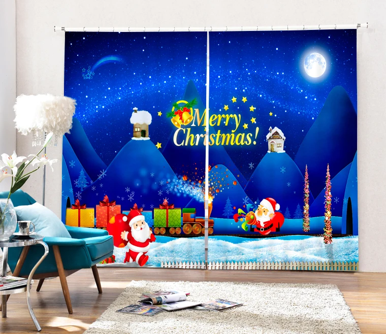 

Christmas decoration 3D Blackout Curtains For Living room Bedding room Home Decor Tapestry Wall Carpet Drapes Cotinas