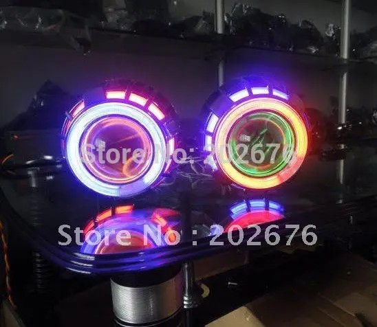 

DLAND Dual Angel Eye Bi-xenon MINI HID Projector Lens, Colors Are Selectable