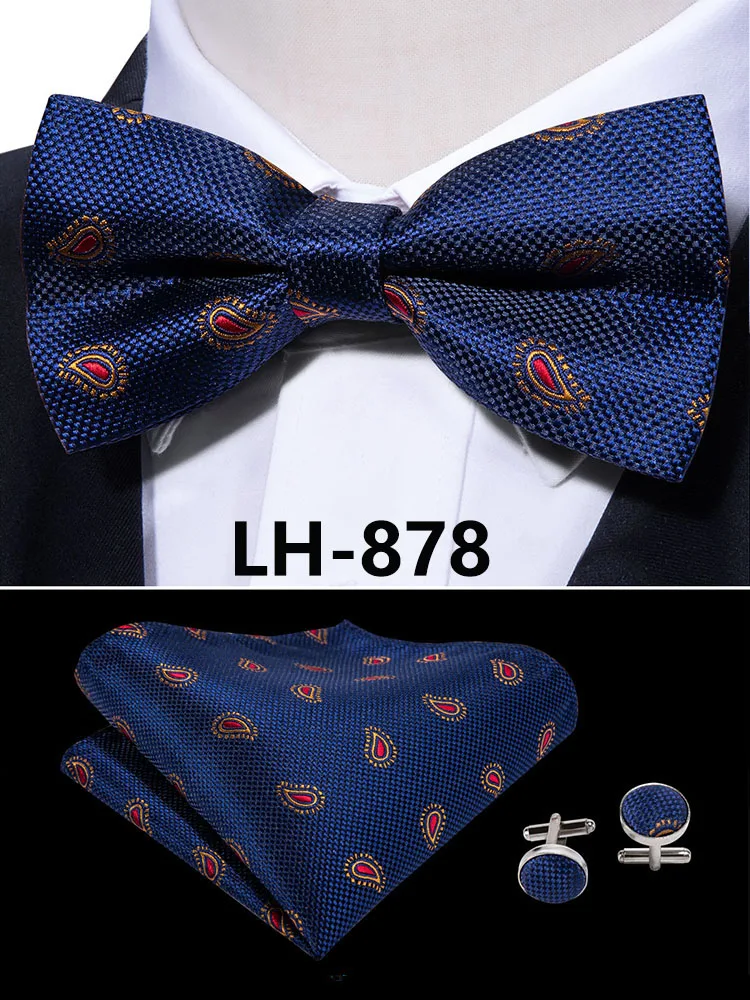 LF-803 Barry.Wang, модные мужские галстуки-бабочки из шелка, белые галстуки-бабочки Пейсли для мужчин, Свадебные вечерние галстуки для жениха, подарок для мужчин - Цвет: LH-878