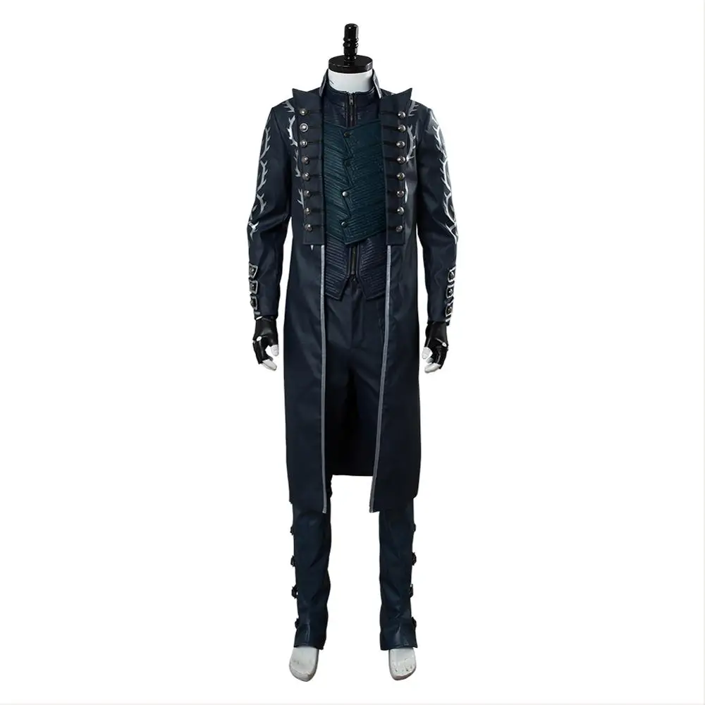 Игра DMC Vergil Косплей Костюм кожаный Тренч наряд унисекс полный костюмы на заказ