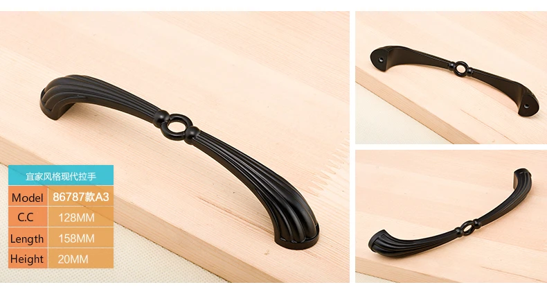 

10Pcs Modern European Black Zinc Alloy handle drawer handle furniture handle cabinet handl( C:C: 128MM L: 158MM )