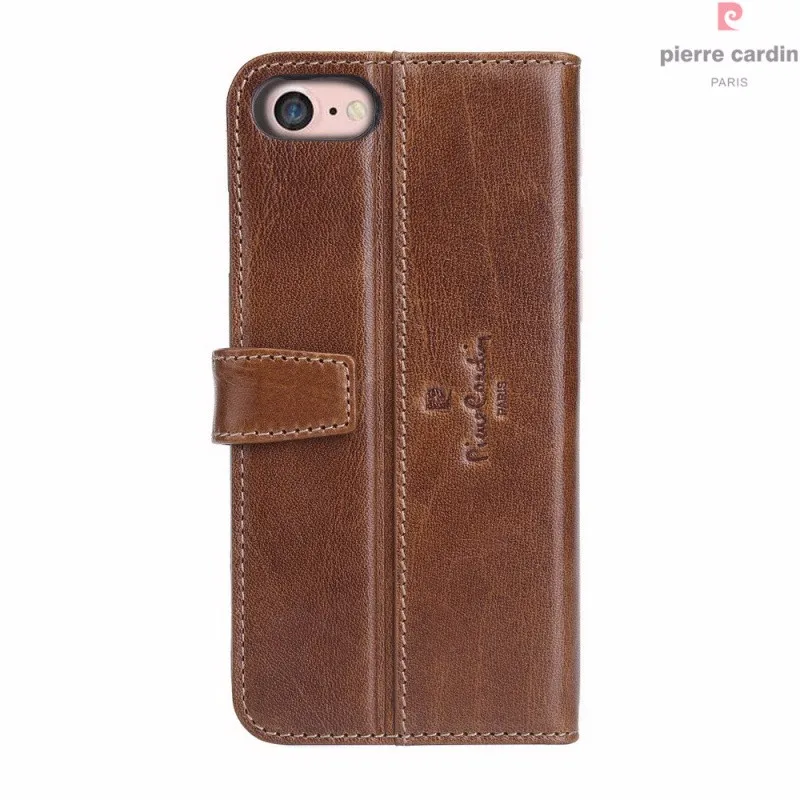 Бренд Pierre Cardin для Apple iPhone 8 7 Plus чехол для телефона из натуральной кожи Магнитный чехол-книжка с откидной подставкой Держатель для карт