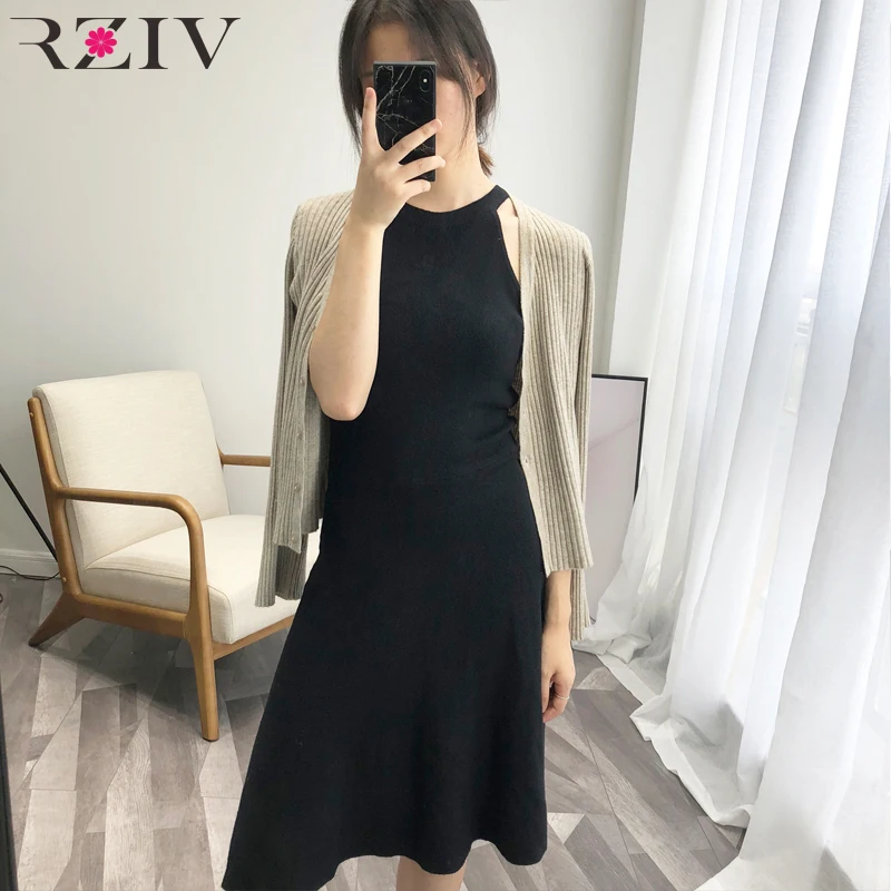 RZIV fall women knitted dress and long slim sweater sexy vest for big swing lady | Женская одежда