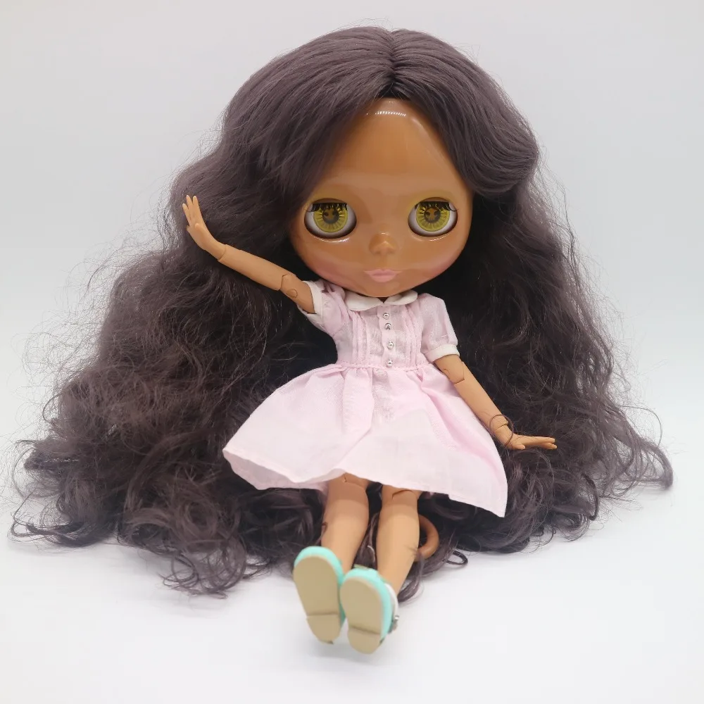 Кукла Обнаженная Blyth черная кожа фиолетовые волосы фабричная кукла 20171117 | Игрушки