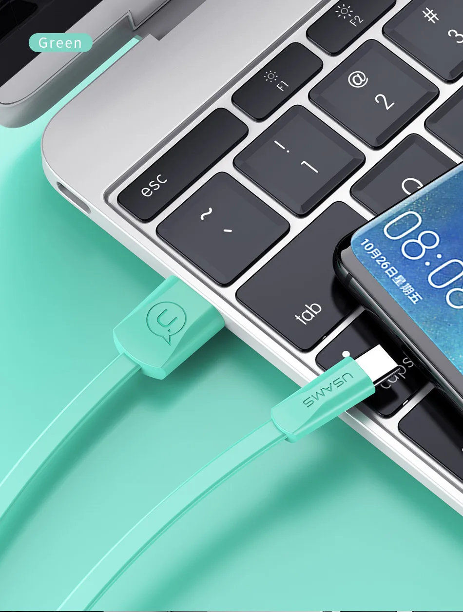 Usb кабель USAMS type C, кабель для быстрой зарядки для samsung, Xiaomi, кабель для мобильного телефона, USB C type C, шнур для зарядки и передачи данных для huawei, Oneplus
