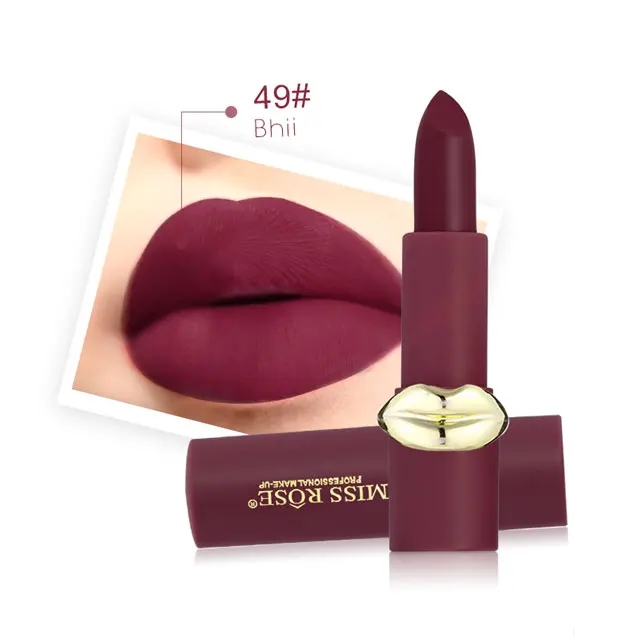 12 шт./лот, помада в форме губ MISS ROSE, красная, красивая, матовая, стойкая, водостойкая, легко окрашиваемая, губная помада для макияжа - Цвет: 49 Chii