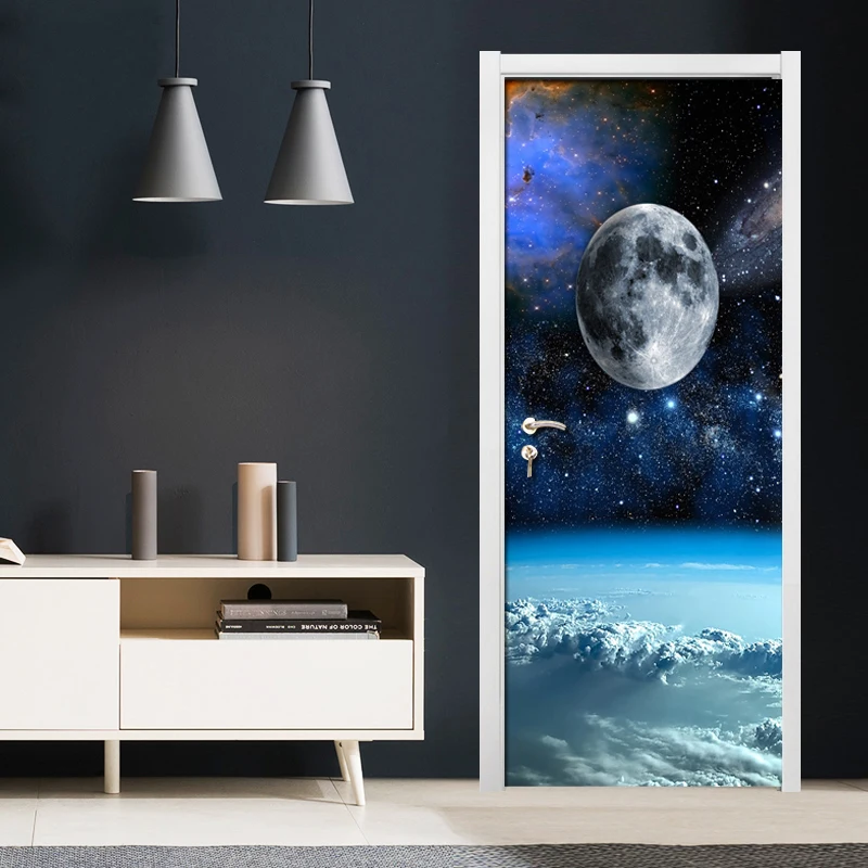 ПВХ водонепроницаемый самоклеющиеся двери стикер 3D Вселенная звездное небо