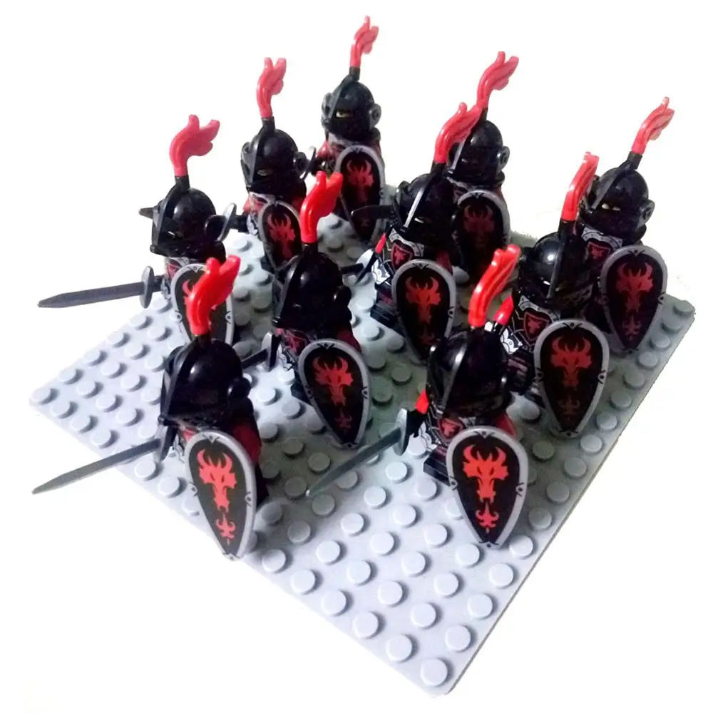 Dragon Set B 10 шт., Римский Золотой рыцарь, ястреб, замок, король, рыцари, совместимый Синий Лев, строительный блок, дракон, рыцарь - Цвет: Dragon Set B