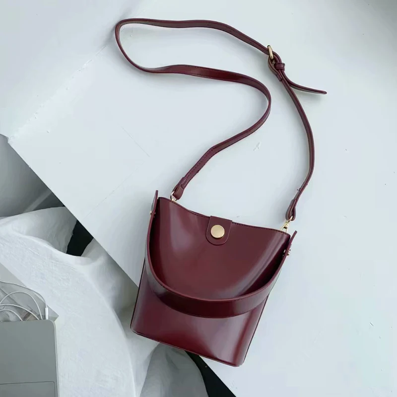 Женская винтажная сумка ведро из искусственной кожи через плечо в стиле ретро