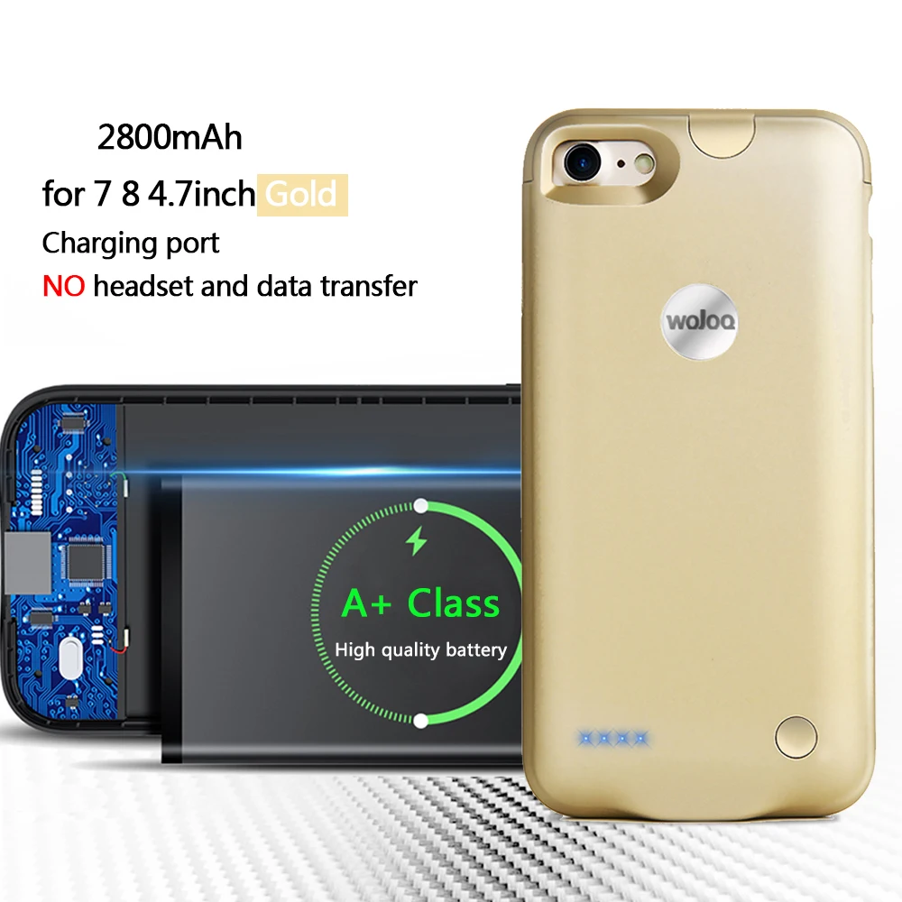 Gold for 7 8 Чехол для зарядного устройства для iPhone 7 8 Plus, ультратонкий внешний аккумулятор, чехол для зарядки, расширенный внешний аккумулятор, чехол для iPhone7 2800/3600mah - Цвет: Gold for 7 8