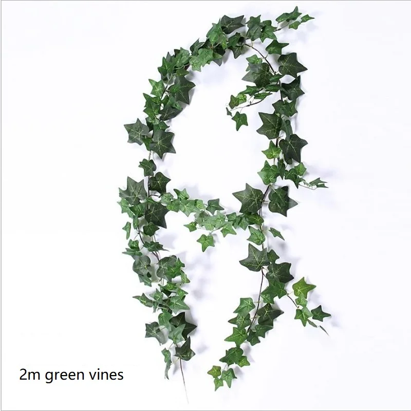 Green 2 м искусственные листья плюща гирлянда лозы шелк сладкий картофель искусственная Виноградная лоза растения ива Бегония вечнозеленый ротанг Свадебный декор Висячие - Цвет: Green