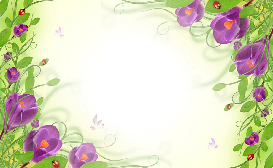 Пользовательские детские обои фиолетовые цветы и растения 3D для современной