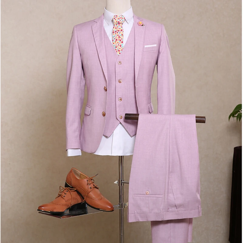 NA06 2018 Новый розовый мужской костюм из шерсти для курения Casamento индивидуальный