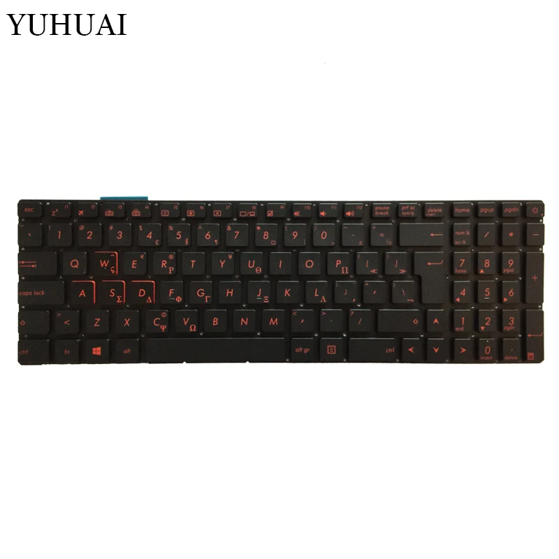 Греческая красная Клавиатура для ноутбука с подсветкой ASUS GL752 GL752V GL752VL GL752VW GL752VWM