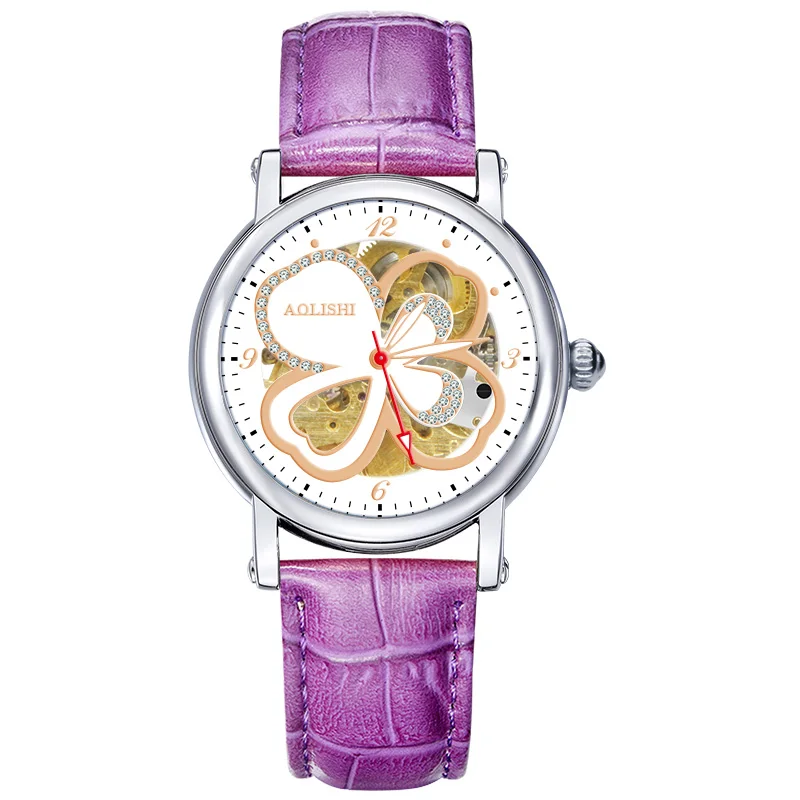 Muhsein новые модные женские часы четырехлистного клевера полностью автоматические