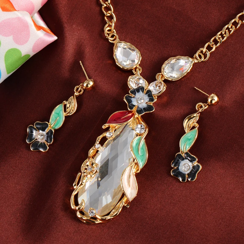 Ювелирные наборы с эмалью натуральный камень австрийский кристалл кулон