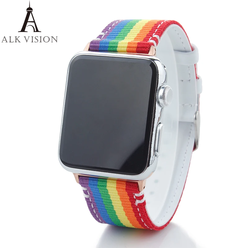 Радуга нейлоновый ремешок для наручных часов apple watch ремни холст ремешок для наручных часов iwatch 3/2/1 38 мм 42 мм браслет для smart watch