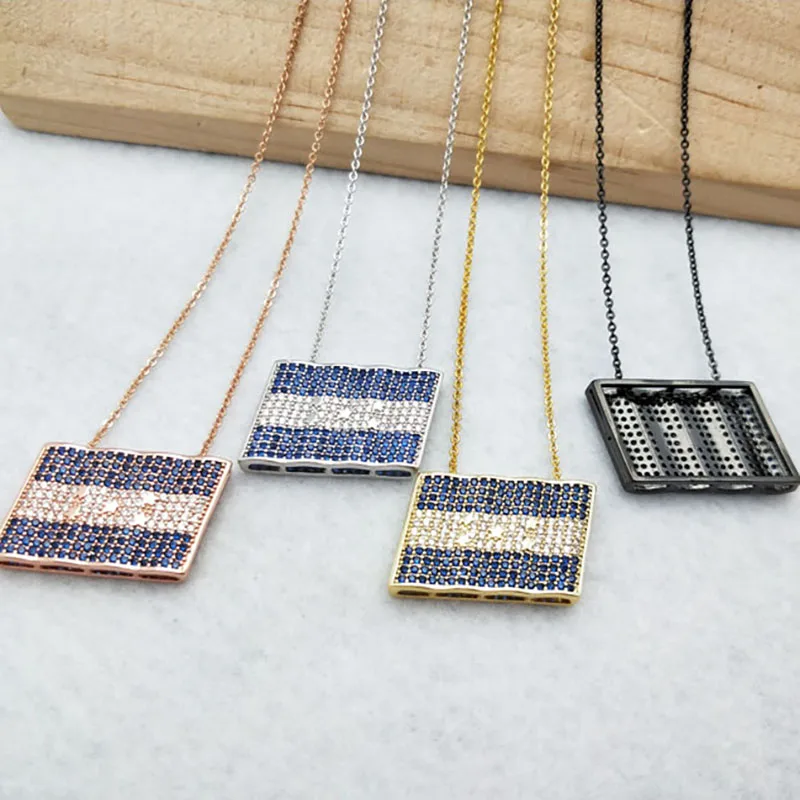 

5 Pcs World flag Micro Pave Crystal Cubic Zirconia Pendants Charms Jewelry Finding,Honduras flag Necklace for woman NK345