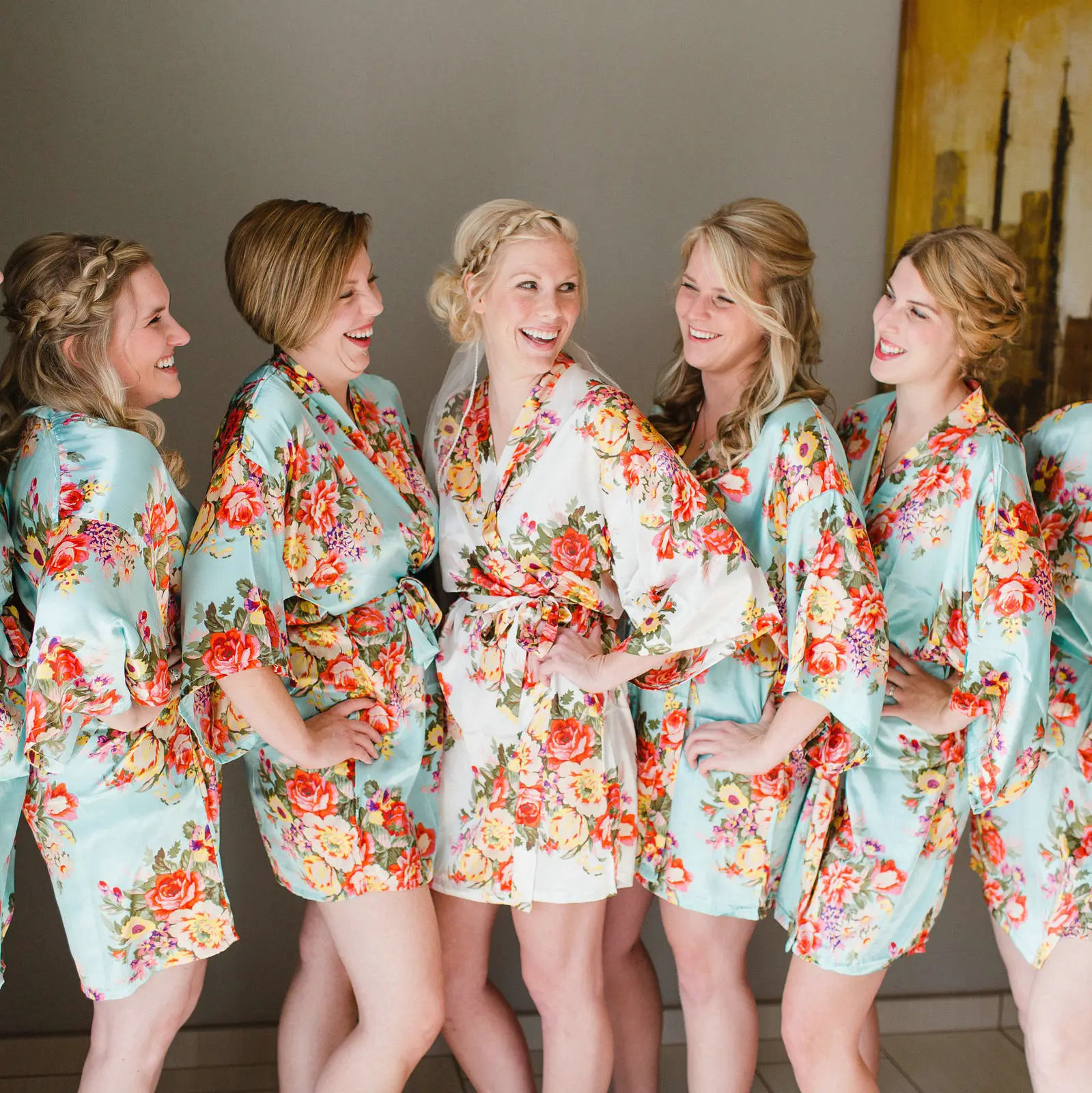 Сатиновое платье с цветами для подружки невесты банное кимоно свадьбы|bridesmaid